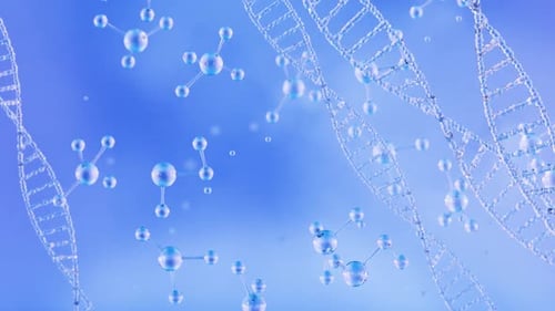 Animated DNA Helix and Molecule Structures Blue Background
