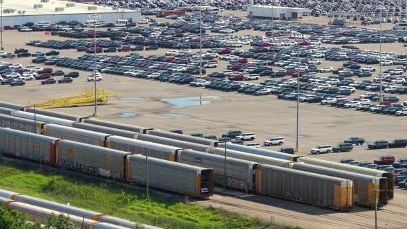 Long Haul Train Auto Racks for New Cars Transport at Production Factory ...