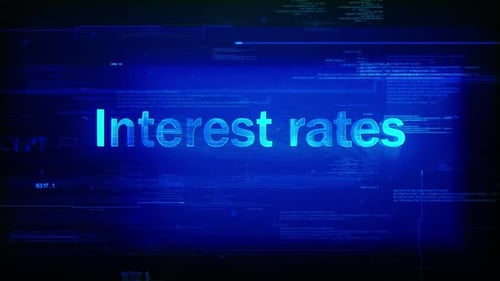 Interest Rates Text Reveal in Futuristic Digital Style
