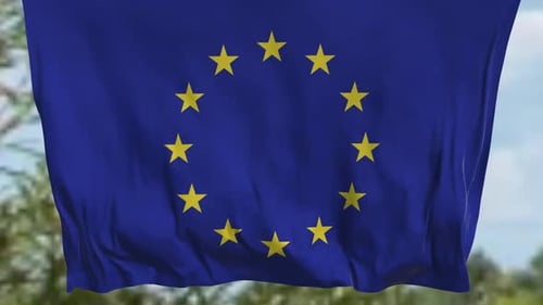 European Union Flag Waving Slowly Animation