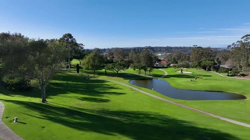 Aerial Drone Video Over a Golf Course in Solana Beach San Diego California