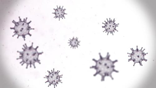 Researching the Virus Cells with Microscope in the Scientific Laboratory