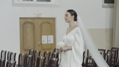Bride walks alone to altar in empty church