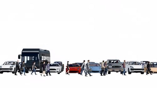 People Walking Crossing the Street with Alpha Channel Background 3D Animation