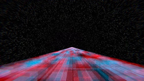 Boucle Vj de fond de pont spatial rouge et bleu en 4K