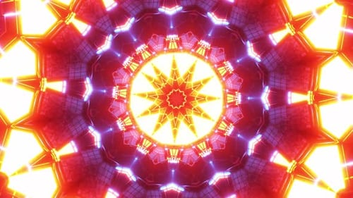 Objeto circular com luzes de néon. Caleidoscópio
VJ loop