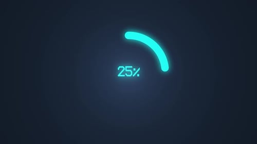 Animation progressive de la barre de chargement circulaire, compte à rebours à 100%, barre de chargement circulaire et chargement