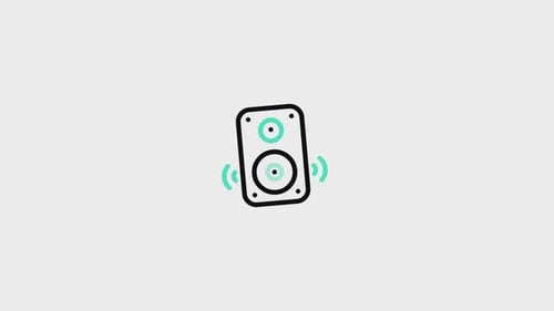 Animated Flat Design Speaker Icon with Sound Waves