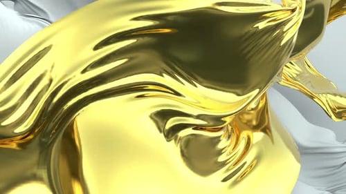 Abstract Golden Fluid Fabric Waving Loop Background