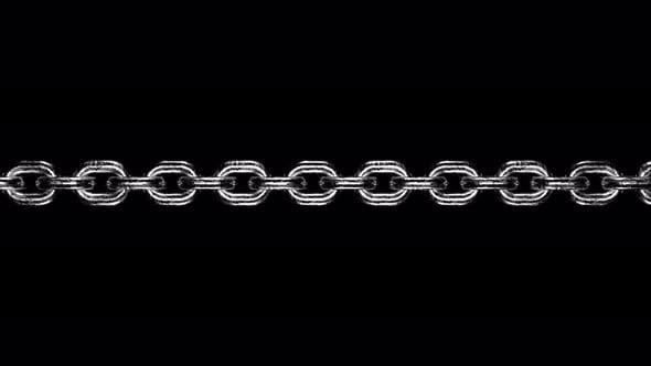 Rough silver chain links rotating with loop, overlay with alpha channel ...