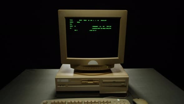 Retro Pc with Loading Code Console Programmer Making Scripts Green ...