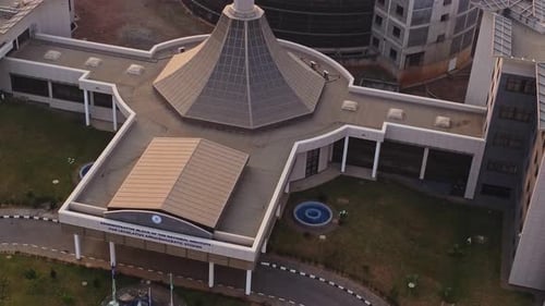 High angle view of the entrance of the NILDS building in Abuja, Nigeria