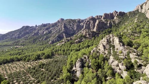 Beautiful Natural Park in Catalonia Spain, Montserrat Mountain AERIAL