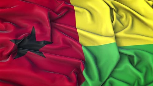 Guinea-Bissau Flag Waving Realistic Fabric Animation