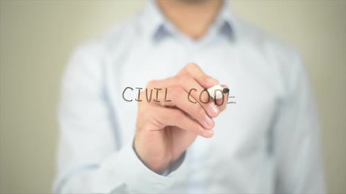 Civil Code, Man Writing on Transparent Screen