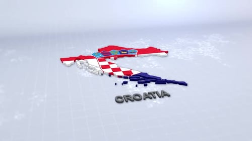Animated 3D Map of Croatia with Flag Reveal