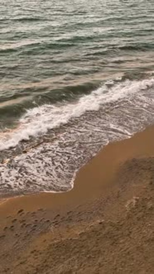 Vertical Video Above the Beachwalk Aerial View of People Embracing the Sunset Magic