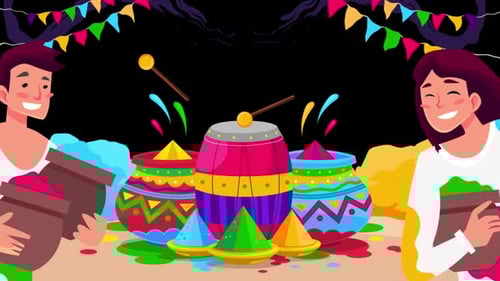 Happy Holi Festival Happy Characters On Alpha Channel