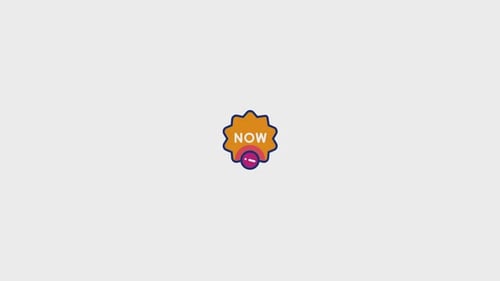 Animated NOW Badge Label Reveal with Pop-Up Effect