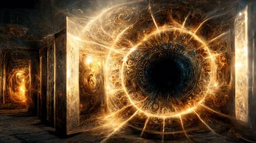 Golden Glowing Kaleidoscopic Pattern 4K