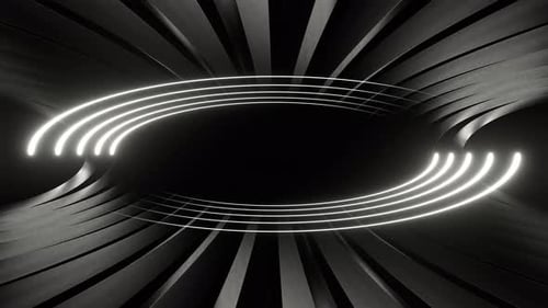 White Neon Ellipse In Frame Background Vj Loop l 4K