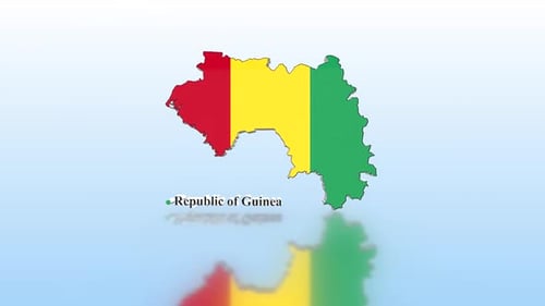 3D Rotating Map of Republic of Guinea with Flag Colors
