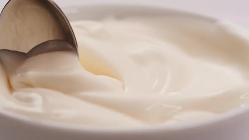 Mayo White Sauce with Vegetables Carrot Healthy Vegan Food Mayonnaise Curry Cheese Lemon Sauce Close
