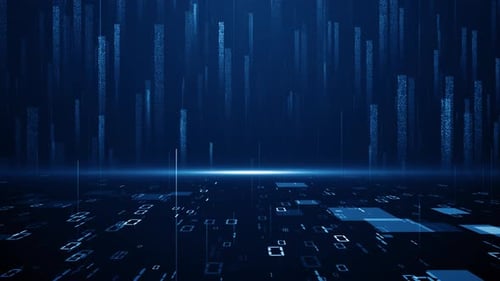 Futuristic Blue Digital Technology Data Grid Logo Reveal