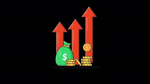 Money Bag and Coins with Upward Growth Animation