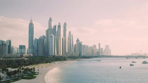 Panoramic view of Dubai Marina, Dubai, in the evening
