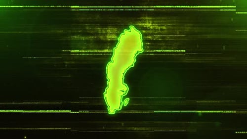 Digitale futuristische Glitch-Karte Schwedens