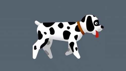 Walking spotted dog - white with black spots
