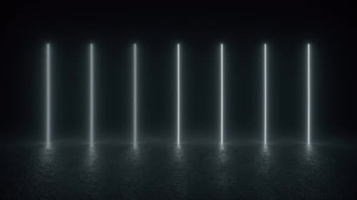 Row of White Lights in Dark Room