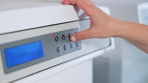 Analyzing in laboratory at hospital. Research or analyzing a virus in laboratory at hospital