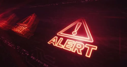 Alert warning symbols loop cyber loop concept
