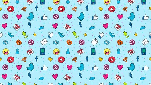Seamless Hand Drawn Social Media Icons Pattern Loop