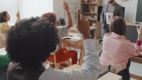 Students Raising Hands Slowmo