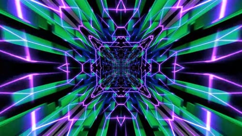 Futuristic Neon Geometric Tunnel Flying Loop Background