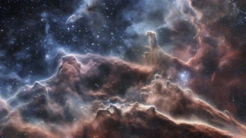 Flying Through Abstract Cosmic Nebula and Starfield Background