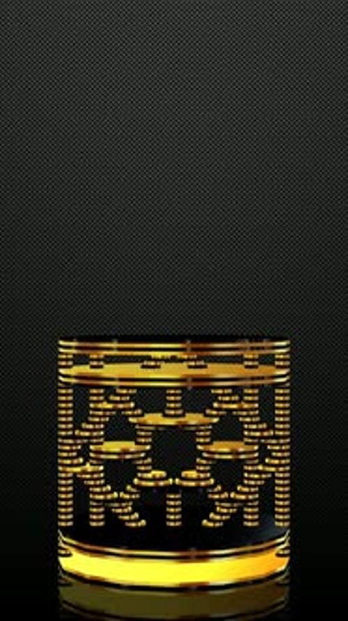 Vertical Background, Black and Gold Figure, Shape, 3D Render, Mirror, Unique Design, Exclusive