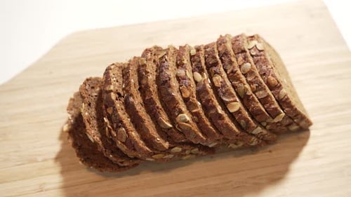 Top view sliced seed bread.