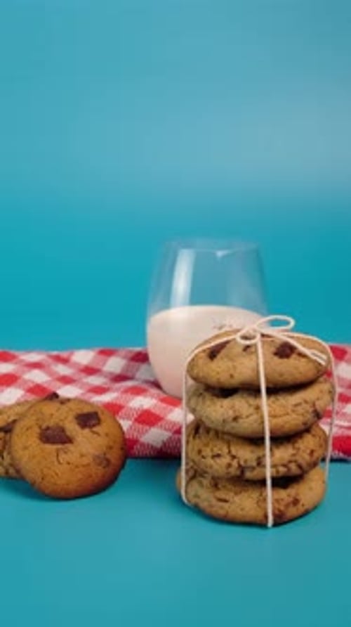 Cookies and Milk on a Red Checkered Towel