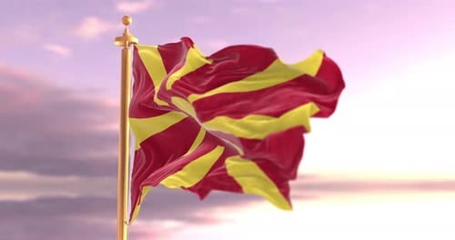North Macedonia Flag Waving Seamless Loop
