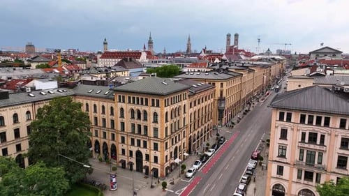 Panoramic Aerial View of Maximilianstrasse Munich Germany