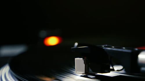 Close Up of Vinyl Record Player