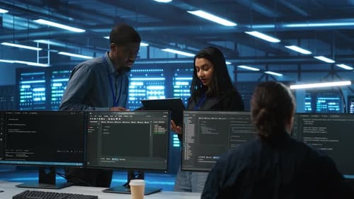 Supervisor Doing Inspection in Data Center Receiving Performance Assessment