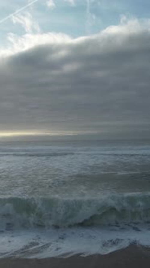 Vertical Video of Sea and Waves at Storm Day
