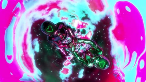Des astronautes amoureux franchissent le tunnel temporel infini de Pink