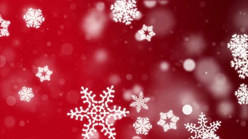 Abstract Red Motion Shining Silver Snow Snowflakes Particles