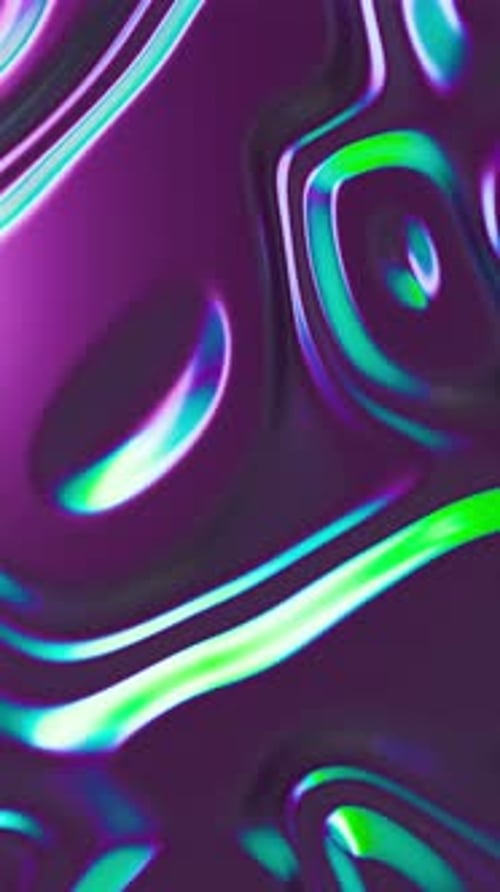 Abstrakte holographische Neon-Hintergrundfolie mit wellenförmiger Oberfläche mit Wellen und Wellen, ultraviolett irisierend